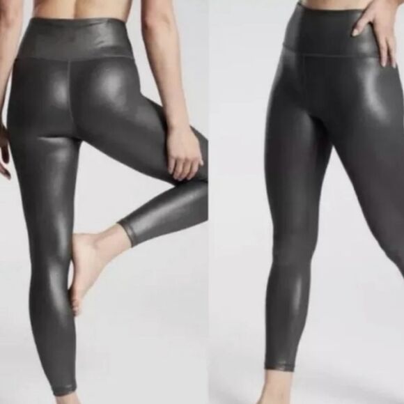 Athleta Ultra High Rise Elation Tight Leggings Black Graphite Metallic S - Picture 1 of 8